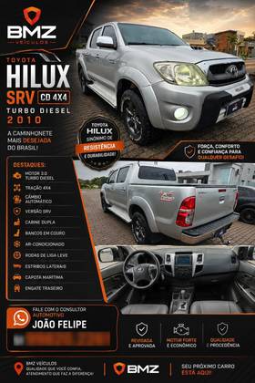 TOYOTA HILUX 3.0 SRV 4X4 CD 16V TURBO INTERCOOLER DIESEL 4P AUTOMÁTICO TOYOTA HILUX 3.0 SRV 4X4 CD 16V TURBO INTERCOOLER DIESEL 4P AUTOMÁTICO